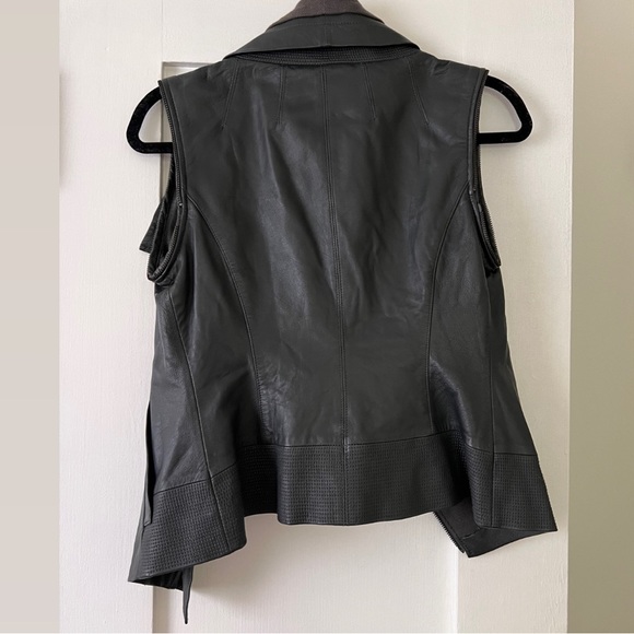 Guess by Marciano | Dark Slate Grey Leather Jacket with Removable Sleeves - Picture 6 of 10